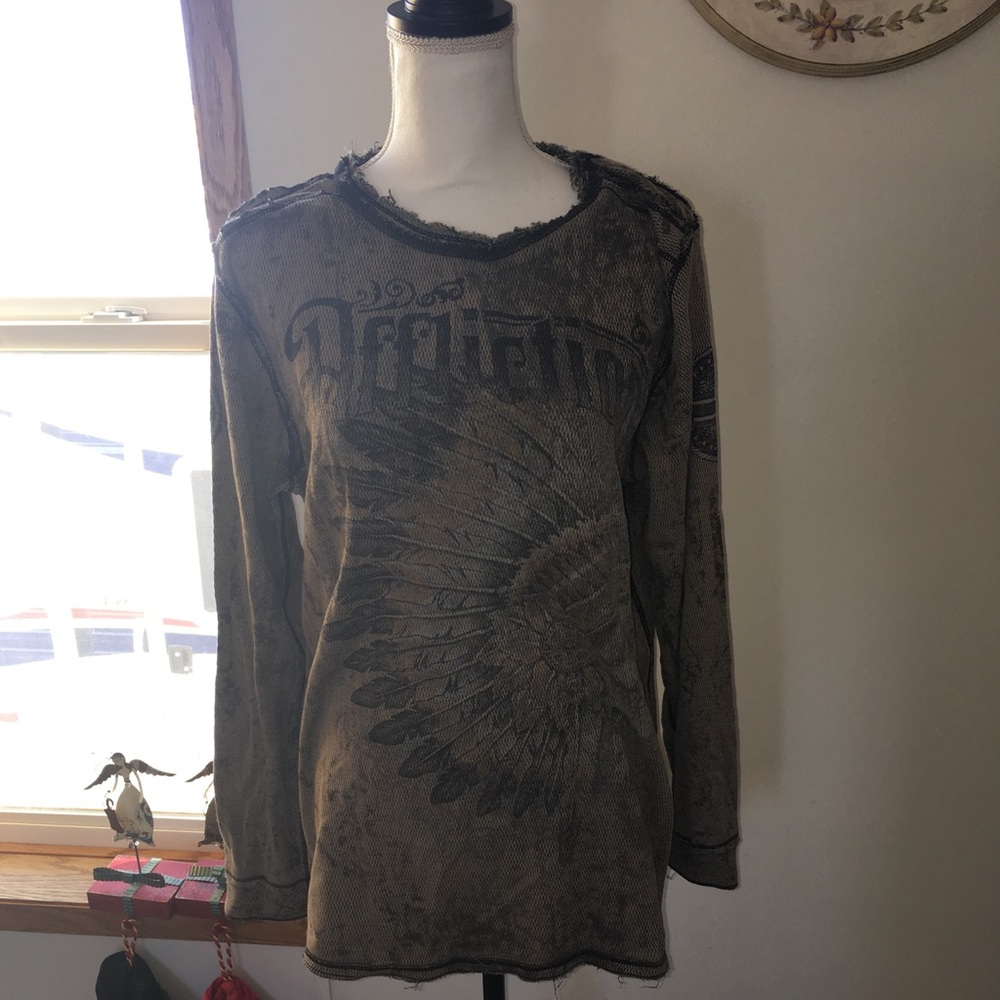 Distressed men's affliction long sleeve